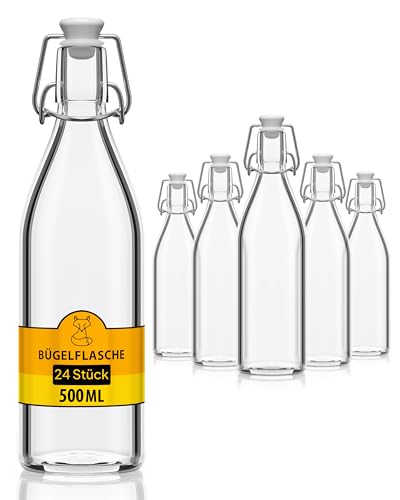 Glasflasche 500ml Glasflaschen zum befüllen Einmachgläser Bügelverschluss leere Flaschen zum befüllen Bügelflaschen Schnapsflaschen Glass bottle Likörflaschen Saftflaschen von Flaschen-Fuchs