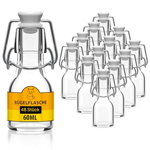 Glasflasche 60ml Glasflaschen zum befüllen Einmachgläser Bügelverschluss leere Flaschen zum befüllen Bügelflaschen Schnapsflaschen Glass bottle Likörflaschen Saftflaschen von Flaschen-Fuchs
