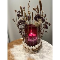 Boho Windlicht/Recycling Glas/Brombeere /Unikat/Handmade/Natürliche Wildblumen/Teelicht von FlaschenhalsDesign