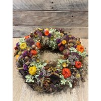 Herbstkranz Mit Getrockneten Kastanien /Naturblumen /Lange Haltbarkeit von FlaschenhalsDesign