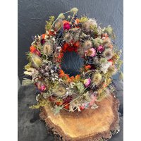 Herbstkranz Mit Physalis /Wildblumen /Natürlich /In Liebevoller Handarbeit/Lange Haltbarkeit/Bunt von FlaschenhalsDesign