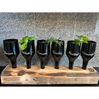 Kräutervasen /Balken Mit 6 Recycling Flaschen Bestückt /Unikat /Dekorative von FlaschenhalsDesign