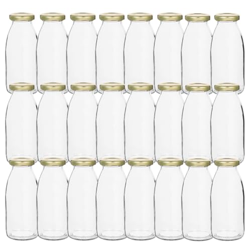 Flaschenland - 24 Glasflaschen Set, leer, 250 ml, Saftflaschen mit goldenem Schraubverschluss, zum Selbstbefüllen für Säfte, Smoothies, Milch, Tees oder Saucen von Flaschenland