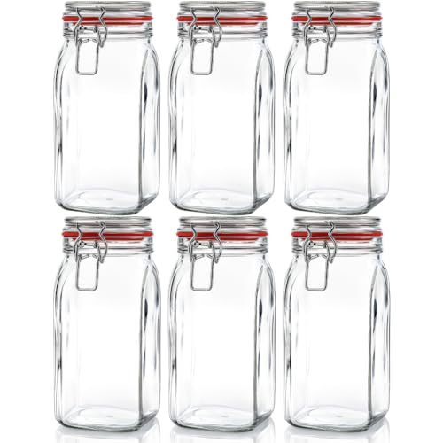 Flaschenland - 6 Drahtbügelgläser 1540ml | luftdichte Vorratsgläser, Einmachgläser | Ideal zur Aufbewahrung von Lebensmitteln in der Küche | Mehl, Zucker, Kaffee, Pasta, Reis, Müsli | Made in Germany von Flaschenland