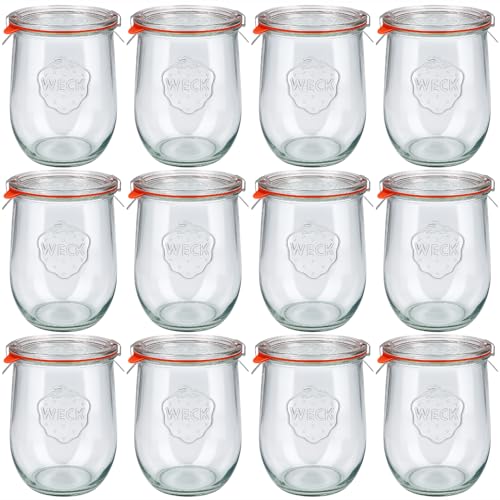Flaschenland - 6x WECK 1000ml Tulpenglas, Einmachglas Komplett-Set inkl. Deckel, Klammern und Gummidichtung | Ideal als Vorratsglas, Marmeladenglas, Konservenglas oder Dessertglas | Made in Germany Flaschenland - 6x WECK 1000ml Tulpenglas, Einmachglas Komplett-Set inkl. Deckel, Klammern und Gummidichtung | Ideal als Vorratsglas, Marmeladenglas, Konservenglas oder Dessertglas | Made in Germany von Flaschenland