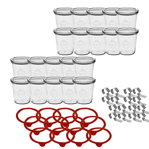 Flaschenland Sturzglas 20er Set WECK 290ml Einmachglas inkl. Deckel, Dichtring, Klammern Flaschenland Sturzglas 20er Set WECK 290ml Einmachglas inkl. Deckel, Dichtring, Klammern von Flaschenland