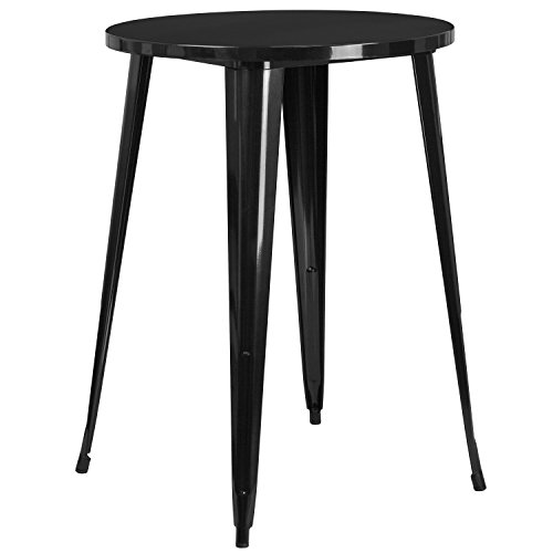 Flash Furniture 30'' Round Black Metal Indoor-Outdoor Bar Height Table von Flash Furniture