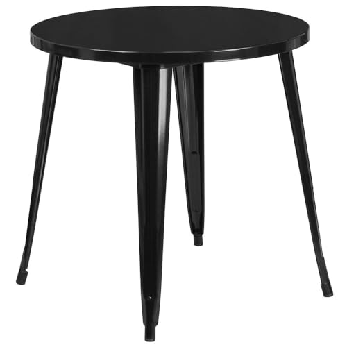 Flash Furniture Jeffrey Tisch für Innen- und Außenbereich, 76,2 cm, rund, Metall, Schwarz von Flash Furniture