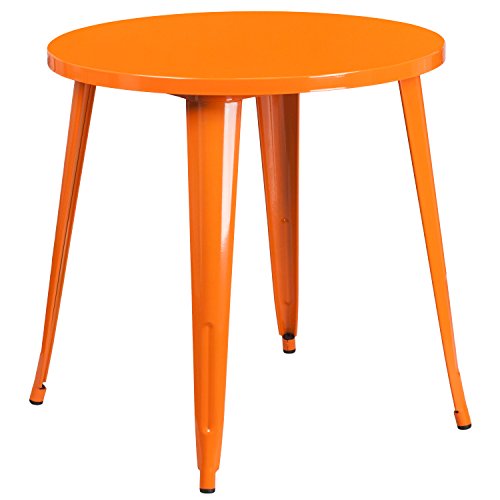 Flash Furniture Tisch für drinnen und draußen aus Metall, kommerzielle Qualität, 76,2 cm, Orange von Flash Furniture