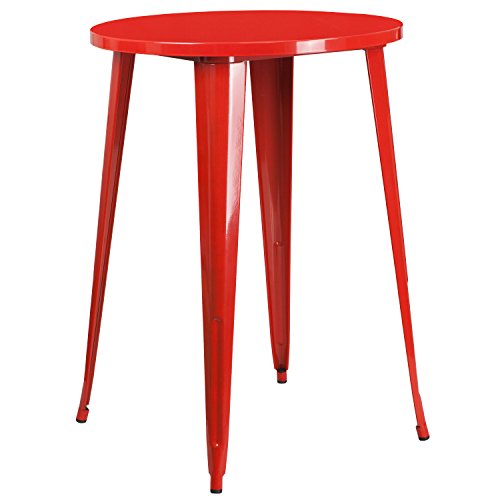 Flash Furniture 30'' Round Red Metal Indoor-Outdoor Bar Height Table von Flash Furniture