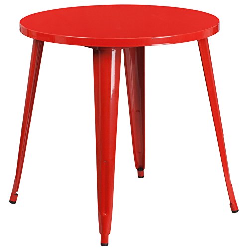 Flash Furniture Jeffrey Tisch für Innen- und Außenbereich, 76,2 cm, rund, Rot von Flash Furniture