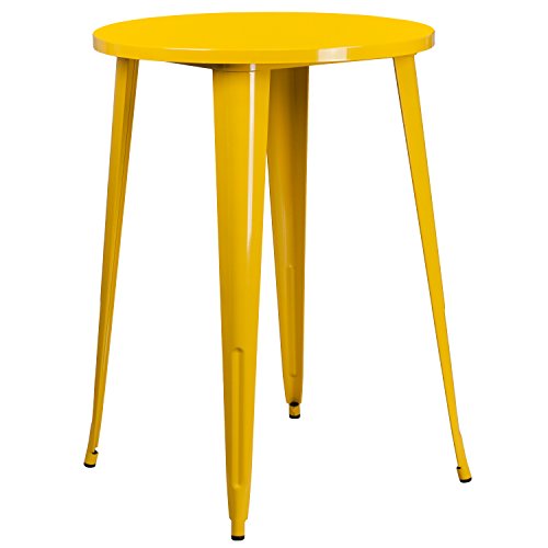 Flash Furniture Philip Stehtisch für drinnen und draußen, 76,2 cm, rund, Gelb von Flash Furniture