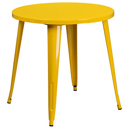 Flash Furniture 30'' Round Yellow Metal Indoor-Outdoor Table von Flash Furniture