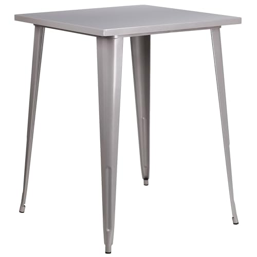 Flash Furniture 31,5 m² Bartisch aus Metall für den Außenbereich, Silber, 31.5" Square von Flash Furniture