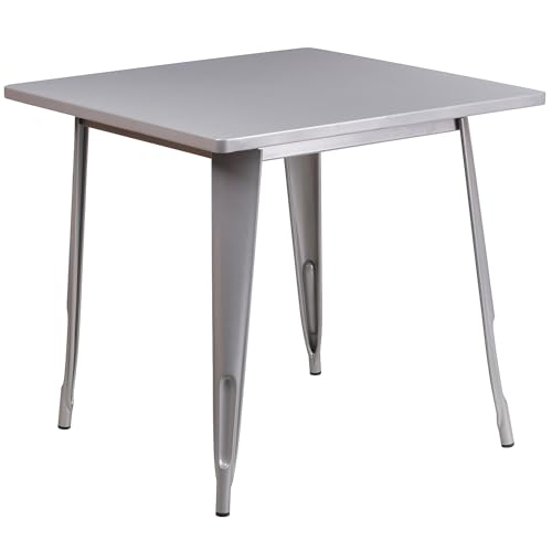 Flash Furniture 31.5'' Square Silver Metal Indoor-Outdoor Table, ET-CT002-1-SIL-GG, Silber von Flash Furniture