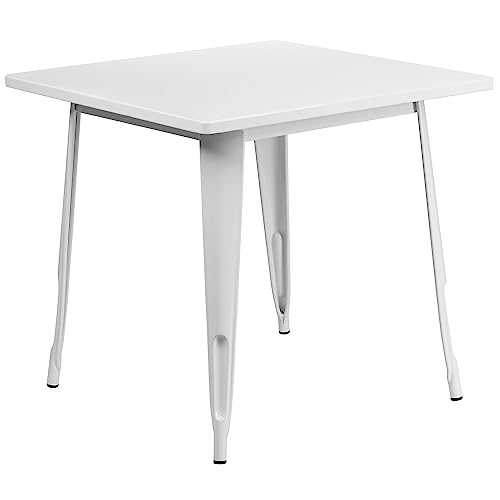 Flash Furniture Felix Tisch für Innen- und Außenbereich, quadratisch, 80 cm, Weiß von Flash Furniture