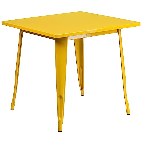 Flash Furniture Felix Tisch für Innen- und Außenbereich, quadratisch, 80 cm, Gelb von Flash Furniture