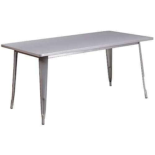 Flash Furniture Charis Commercial Grade Tisch, rechteckig, 80 x 160 cm, silberfarben von Flash Furniture