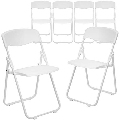 Flash Furniture 6 Pk. Hercules Series 880 lb. Capacity Heavy Duty White Plastic Folding Chair with Built-in Ganging Brackets - 6-RUT-I-White-GG von Flash Furniture