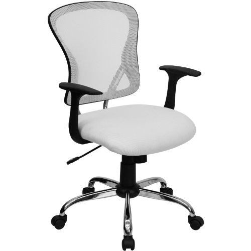 Flash Furniture Alfred Bürostuhl mit mittlerer Rückenlehne, Netzstoff, Drehstuhl mit Chromfuß und Armlehnen, Weiß Flash Furniture Alfred Bürostuhl mit mittlerer Rückenlehne, Netzstoff, Drehstuhl mit Chromfuß und Armlehnen, Weiß von Flash Furniture