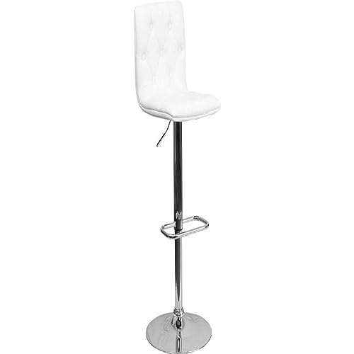 Flash Furniture Barhocker mit Knöpfen, Vinyl, verstellbar, mit Chrom-Basis, Weiß, 2 Stück von Flash Furniture