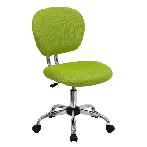 Flash Furniture Beverly Bürostuhl mit mittlerer Rückenlehne, Netzstoff, gepolstert, mit Chromsockel, Apfelgrün von Flash Furniture