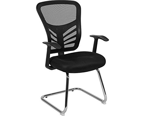 Flash Furniture Black Mesh Side Reception Chair with Chrome Sled Base 24"L x 23.25"W x 38.5"H von Flash Furniture