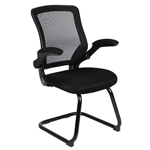 Flash Furniture Black Mesh Sled Base Side Reception Chair with Flip-Up Arms von Flash Furniture