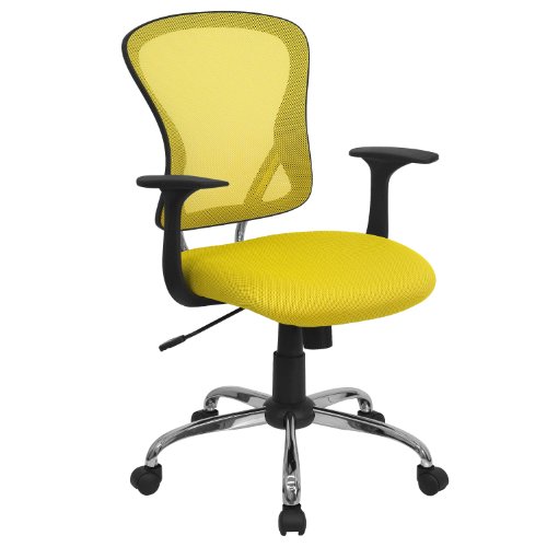 Flash Furniture Bürostuhl, mittelhoch, Gelb, Chrom, Schaumstoff, Mesh, Nylon, Stahl, Mid-Back von Flash Furniture