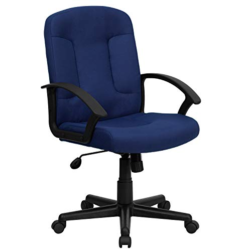 Flash Furniture Garver Bürostuhl mit mittelhoher Rückenlehne, Marineblau, Stoff mit Nylon-Armlehnen von Flash Furniture