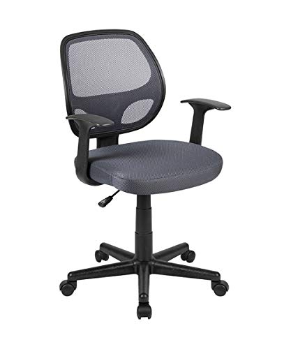 Flash Furniture Bürostuhl mit mittelhoher Rückenlehne – Ergonomischer Schreibtischstuhl mit Armlehnen und Netzstoff – Perfekt für Home Office oder Büro – Grau von Flash Furniture