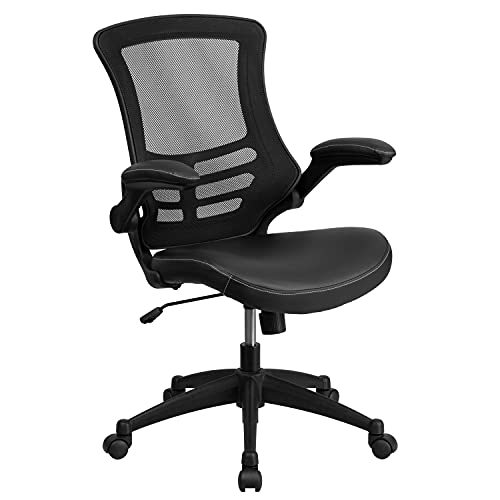 Flash Furniture Bürostuhl, ergonomisch, mit Netz-Rückenunterstützung, geformtem und höhenverstellbarem Sitz und feststellbarem Kipphebel, schwarz, 65 x 63 x 105 cm von Flash Furniture