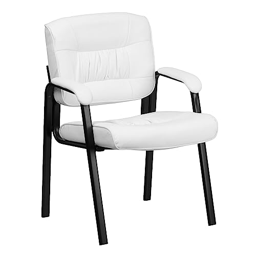 Flash Furniture Bürostuhl mit mittelhoher Rückenlehne – Schreibtischstuhl mit gepolsterten Armlehnen und LeatherSoft-Material – Ideal für Home Office oder Büro – Weiß/ Schwarz von Flash Furniture