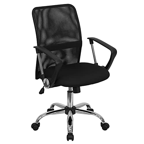 Flash Furniture Bürostuhl mit mittlerer Rückenlehne, Netzgewebe, verchromte Füße und Armlehnen von Flash Furniture