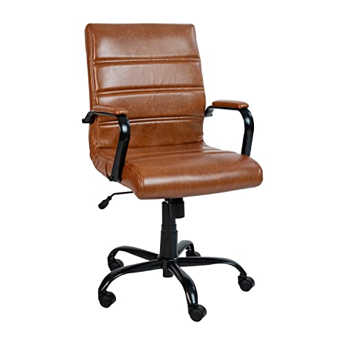 Flash Furniture Chefsessel aus Leder, Brown/Black Frame, Mid Back von Flash Furniture