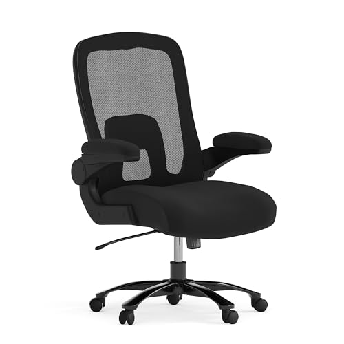 Flash Furniture Hercules Big & Tall Chefsessel, 227 kg Traglast, drehbarer Bürostuhl mit verstellbarer Lendenwirbelunterstützung, Metall, schwarzer Stoff/Netzmaterial, 1 Stück Flash Furniture Hercules Big & Tall Chefsessel, 227 kg Traglast, drehbarer Bürostuhl mit verstellbarer Lendenwirbelunterstützung, Metall, schwarzer Stoff/Netzmaterial, 1 Stück von Flash Furniture