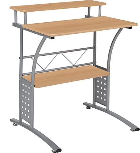 Flash Furniture Clifton Computertisch aus Ahorn, mit Ablageflächen Oben und unten, 71 cm von Flash Furniture