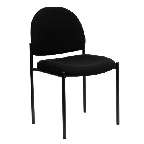 Flash Furniture Comfort Stackable Steel Side Reception Chair, Black Fabric, Set of 1 von Flash Furniture