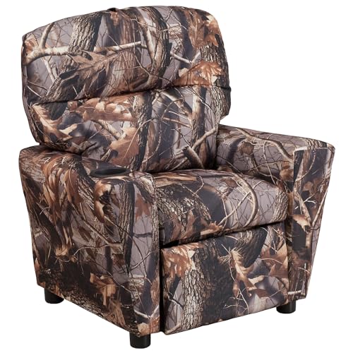 Flash Furniture Contemporary Camouflaged Fabric Kids Recliner with Cup Holder, Wood, 66.04 x 53.34 x 53.34 cm von Flash Furniture