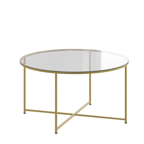 Flash Furniture Couchtisch aus Glas, klar/matt Gold, Coffee Table von Flash Furniture