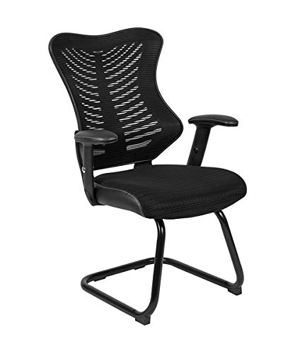 Flash Furniture Designer Black Mesh Sled Base Side Reception Chair with Adjustable Arms, 26.25"W x 26.75"D x 40.5"H von Flash Furniture