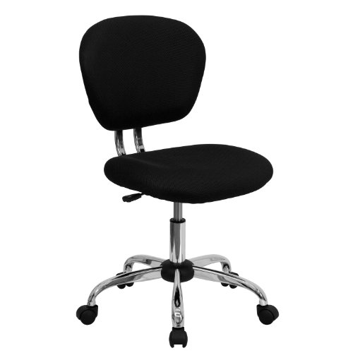 Flash Furniture Drehstuhl mit mittlerer Rückenlehne und verchromtem Fuß, Metall, Schwarz, 58,42 x 55,88 x 25,4 cm von Flash Furniture