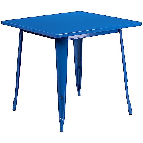 Flash Furniture Felix Gartentisch für drinnen und draußen, quadratisch, 80 cm, Blau von Flash Furniture