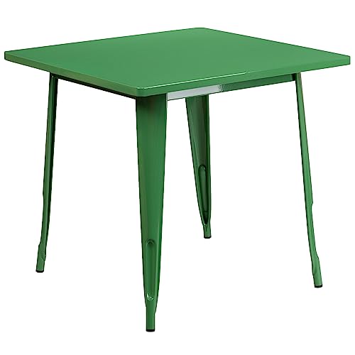 Flash Furniture Felix Tisch für Innen- und Außenbereich, quadratisch, Metall, 80 cm, Grün von Flash Furniture