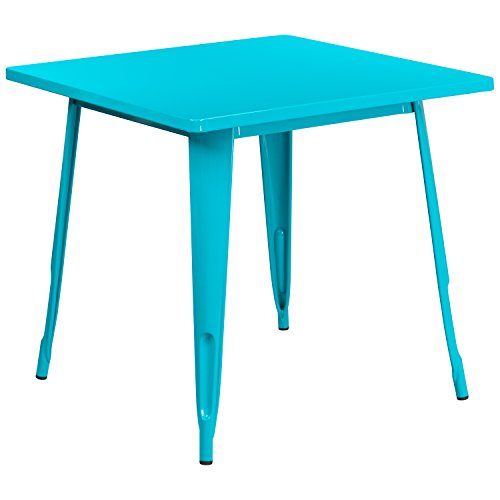 Flash Furniture Felix Tisch für den Innen- und Außenbereich, 80 cm, quadratisch, Kristall, Blaugrün von Flash Furniture