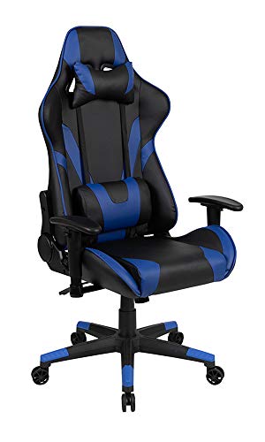 Flash Furniture Gaming Stuhl mit hoher Rückenlehne – Ergonomischer Bürosessel mit verstellbaren Armlehnen und Fußstütze – Perfekt als Zockerstuhl und fürs Home Office – Blau von Flash Furniture