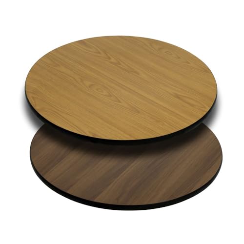 Flash Furniture Glenbrook runde Tischplatte mit wendbarer Laminatplatte aus Natur- oder Walnussholz, 91,4 cm von Flash Furniture
