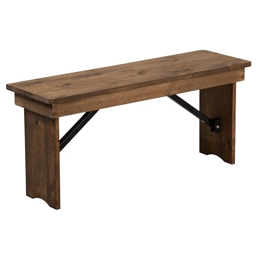 Flash Furniture Hercules Klappbank aus massivem Kiefernholz, 101,6 x 30,5 cm, Antik-Optik von Flash Furniture