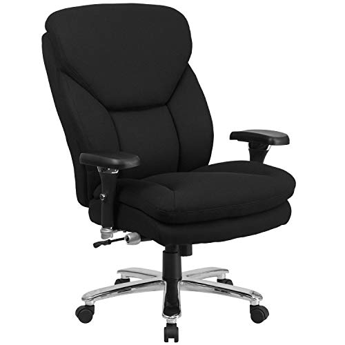 Flash Furniture Hercules Serie 24/7 Intensive Nutzung Big & Tall 180 kg Bewertet Schwarz Stoff Executive Ergonomischer Bürostuhl mit Lendenwirbelknopf von Flash Furniture