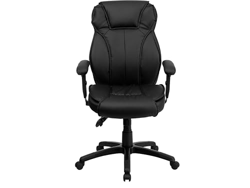 Flash Furniture High Back Black Leather Multifunction Executive Swivel Ergonomic Office Chair with Lumbar Support Knob with Arms von Flash Furniture